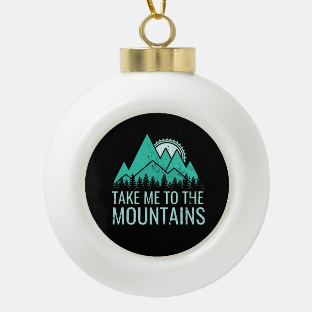 Hiking   ceramic ball christmas ornament (Front)