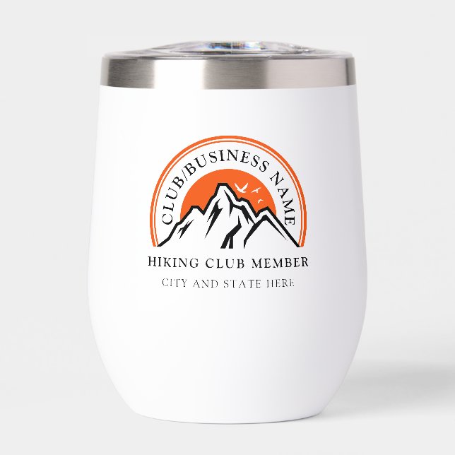 Hiking Club Business Name Club Employees Thermal Wine Tumbler (Front)