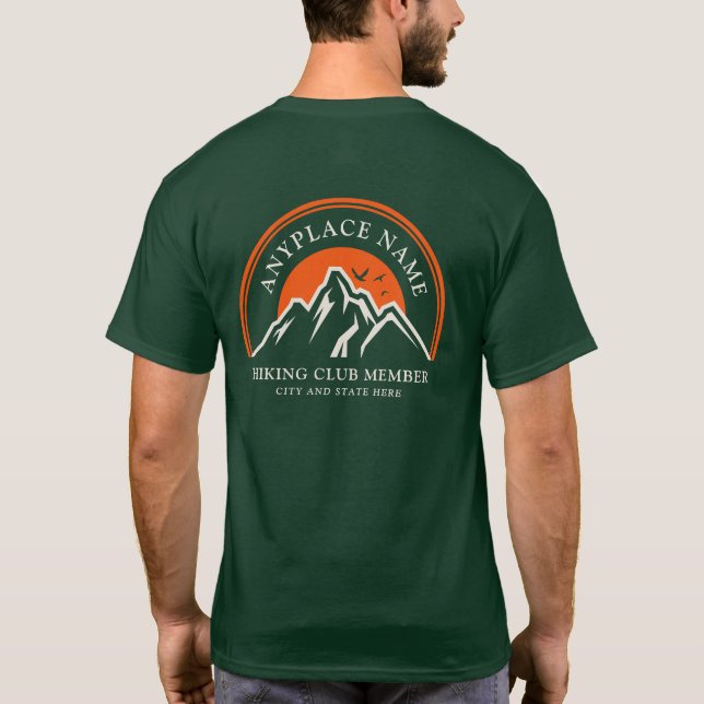 Hiking Club Logo Any Name Company Team T-Shirt (Back)