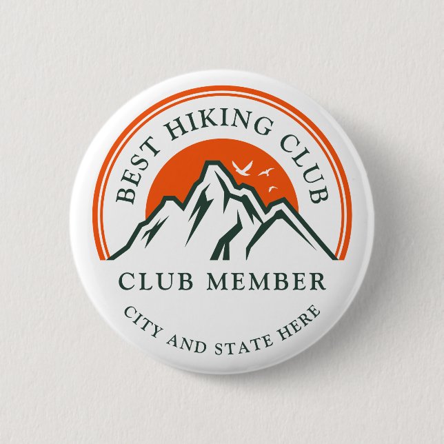 Hiking Club Logo Business Employees Members Custom Button (Front)
