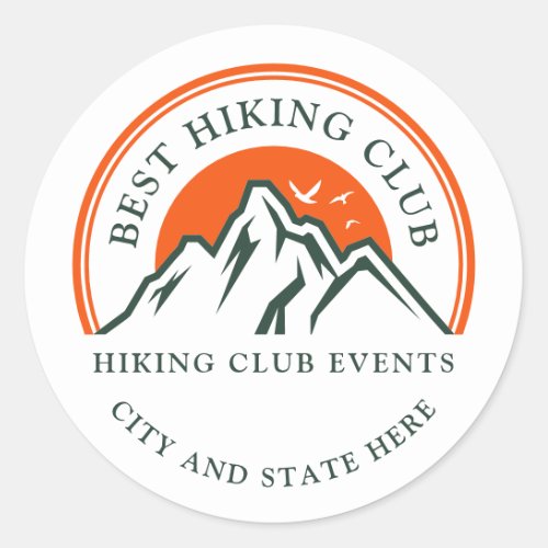Hiking Club Logo Custom Business Annual Events Classic Round Sticker