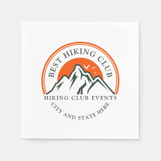 Hiking Club Logo Custom Business Employees Napkins (Front)