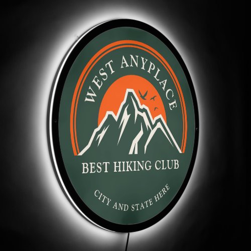 Hiking Club Logo Custom Business Name LED Sign