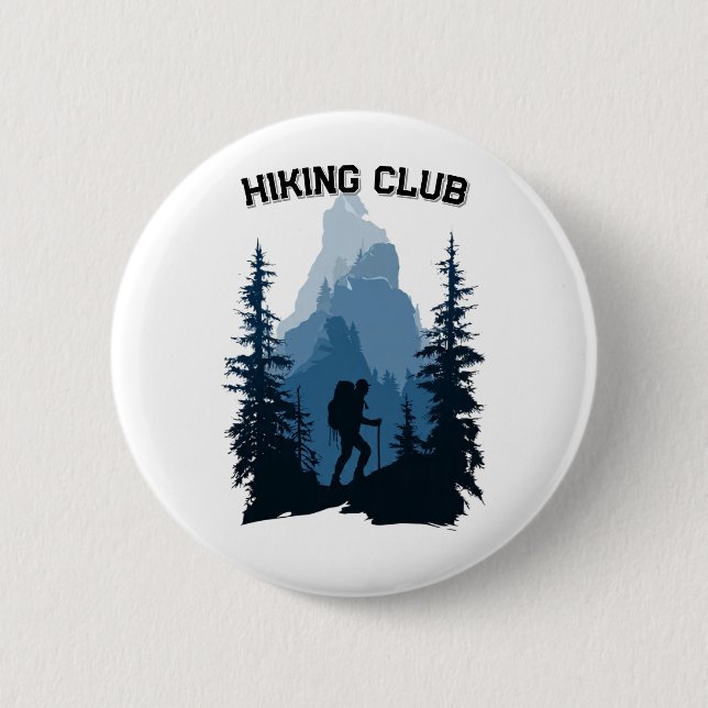 Hiking Club Mountain Silhouette Adventure Graphic Button (Front)