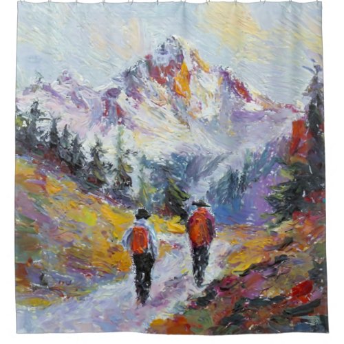 Hiking  Colorado Mountains  Impressionism Art   Shower Curtain