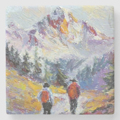 Hiking â Colorado Mountains Painting â  Stone Coaster