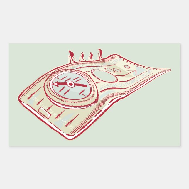 Hiking Compass Rectangular Sticker (Front)