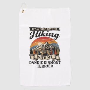 Hiking Dandie Dinmont Terrier Dog Mountain Retro S Golf Towel