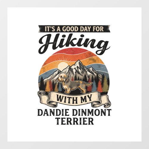 Hiking Dandie Dinmont Terrier Dog Mountain Retro S Window Cling