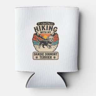 Hiking Dandie Dinmont Terrier Dog Mountain Sunset Can Cooler