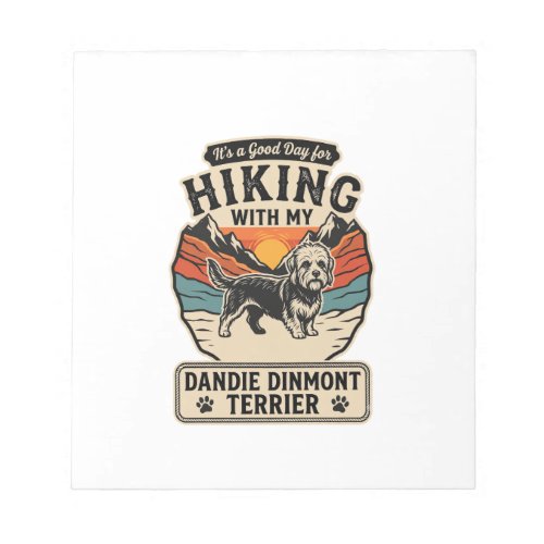 Hiking Dandie Dinmont Terrier Dog Mountain Sunset Notepad