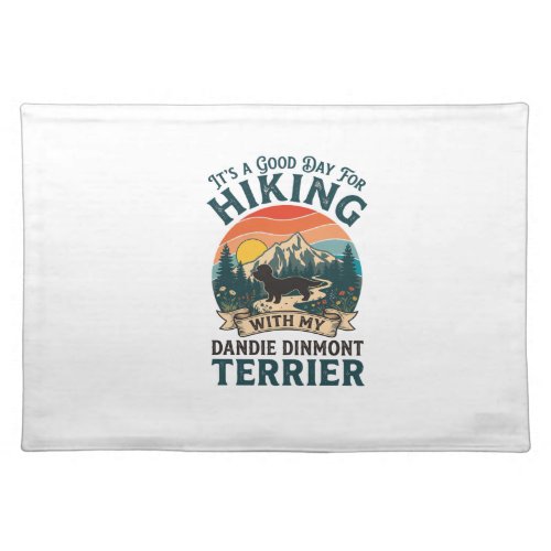 Hiking Dandie Dinmont Terrier Dog Mountains Sunset Cloth Placemat