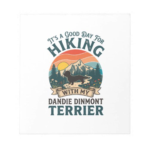 Hiking Dandie Dinmont Terrier Dog Mountains Sunset Notepad