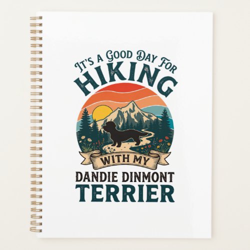 Hiking Dandie Dinmont Terrier Dog Mountains Sunset Planner