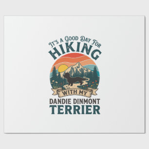 Hiking Dandie Dinmont Terrier Dog Mountains Sunset Wrapping Paper