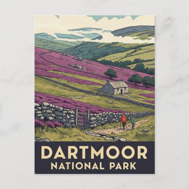 Hiking Dartmoor National Park Travel Postcard (Front)