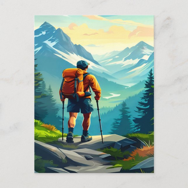 Hiking Digital Art Design Postcard (Front)