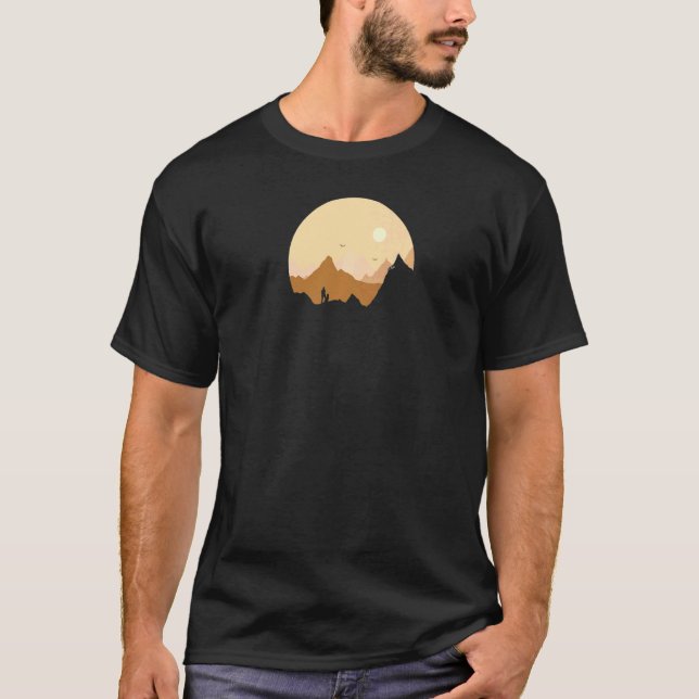Hiking Dog Mountains German Shepherd T-Shirt (Front)