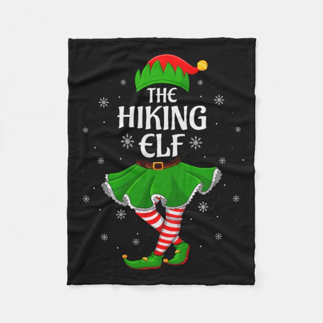 Hiking Elf Christmas Family Girls Women Elf Squad  Fleece Blanket (Front)