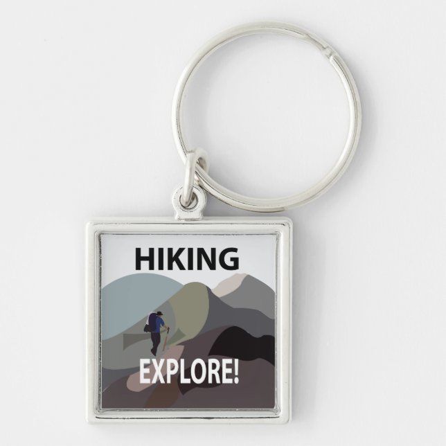 Hiking Explore Mountains Adventure Hiking  Keychain (Front)