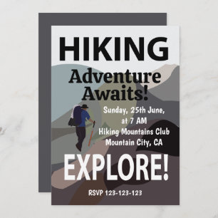 Hiking Explore Mountains Adventure Hiking Lovers Invitation