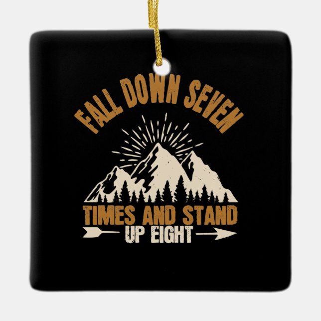 Hiking - Fall Down And Stand Up Ceramic Ornament (Front)