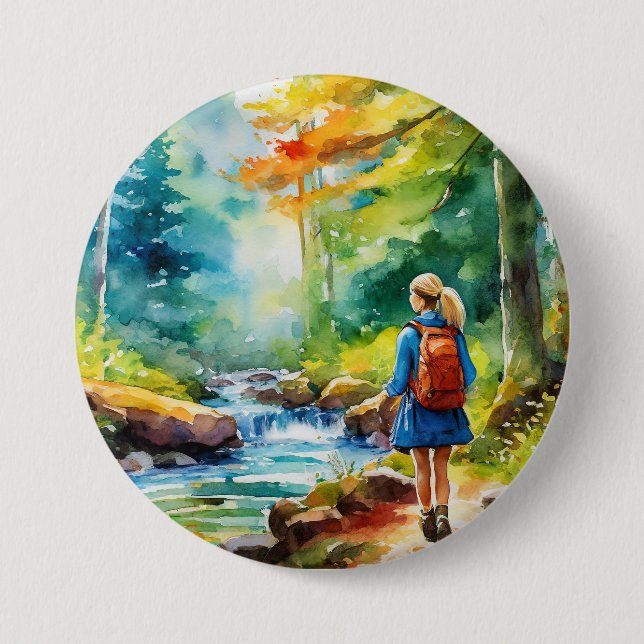 Hiking Girl Button (Front)