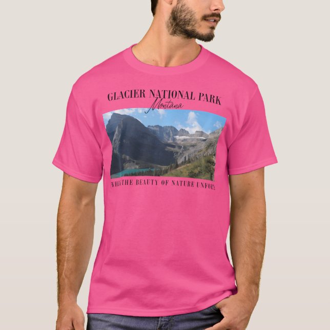 Hiking Glacier National Park Montana Graphic T-Shirt (Front)