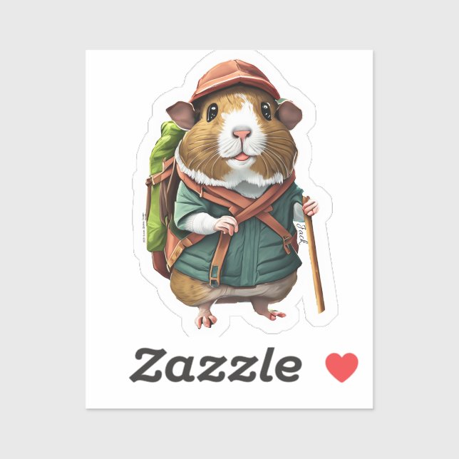 Hiking Guinea Pig Explorer Adventurer, Birthday Sticker (Sheet)