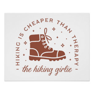 Hiking hiker boots girly retro brown aesthetic poster