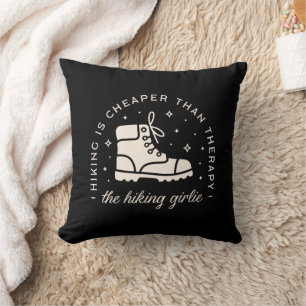 Hiking hiker girl funny quotes witchy black throw pillow