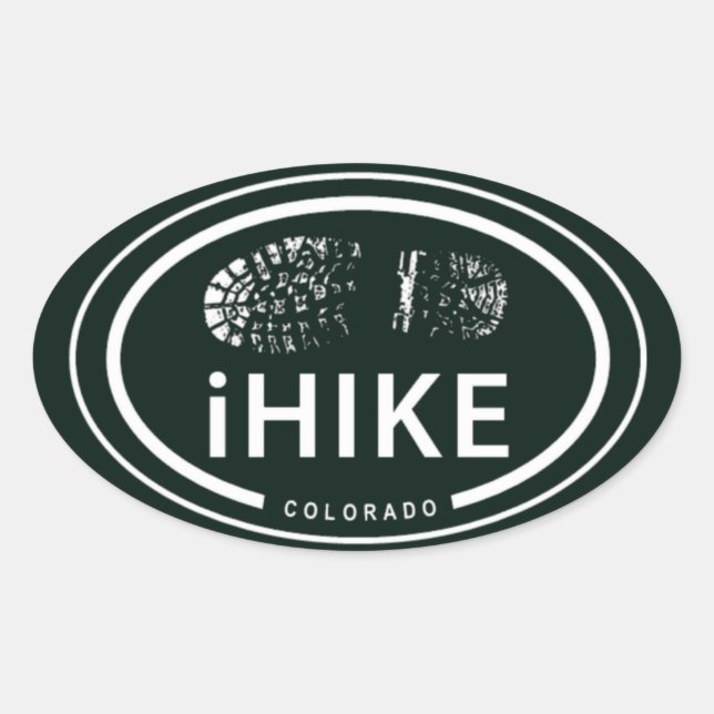 Hiking iHIKE Colorado Rocky Mountain Boot Print Oval Sticker (Front)