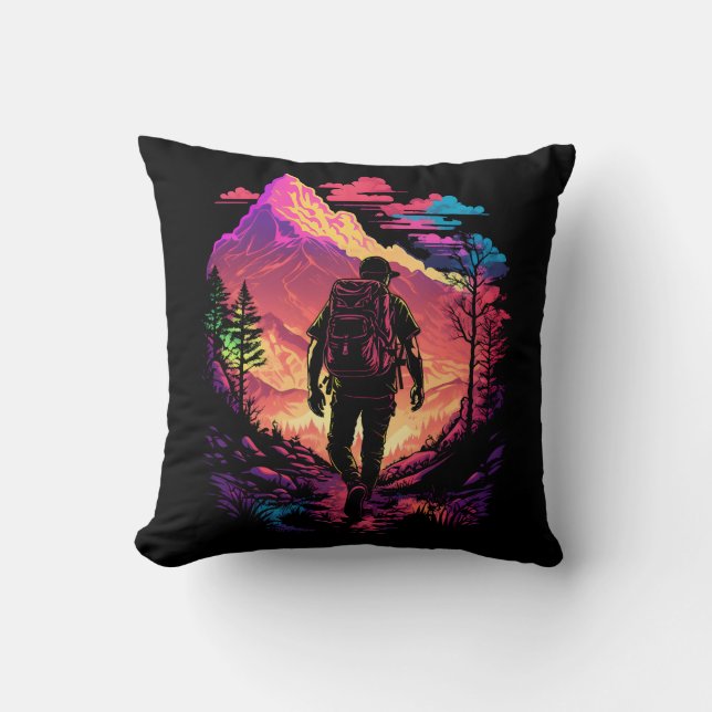Hiking In The Mountains Throw Pillow (Front)