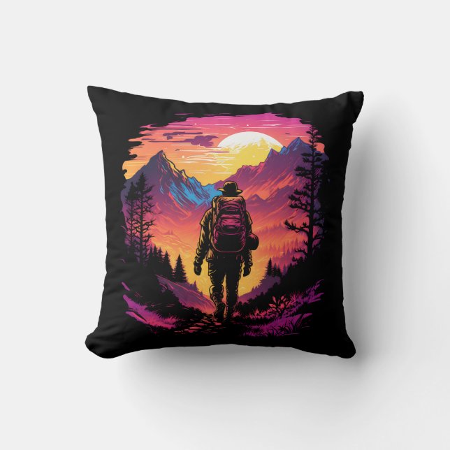 Hiking In The Sunset Throw Pillow (Front)