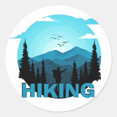 Hiking In Wilderness Custom Name  Trucker Hat Tote Classic Round Sticker
