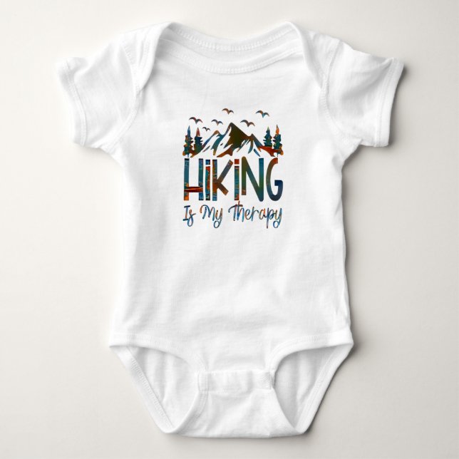 Hiking Is My Therapy, Funny Hiking Baby Bodysuit (Front)