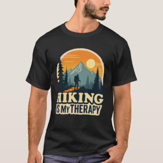 Hiking Is My Therapy Vintage T-Shirt Design