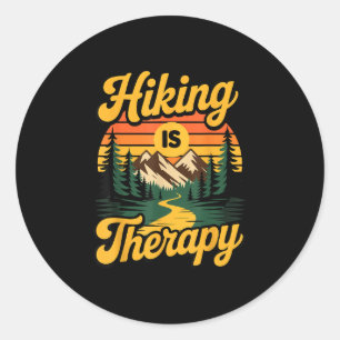 Hiking is therapy classic round sticker