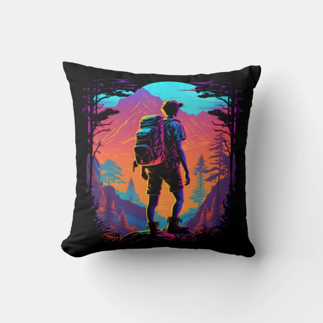 Hiking Landscape Throw Pillow (Front)