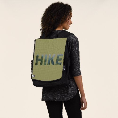 Hiking logo for hikers pine tree in the forest backpack