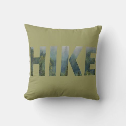 Hiking logo for hikers pine tree in the forest throw pillow
