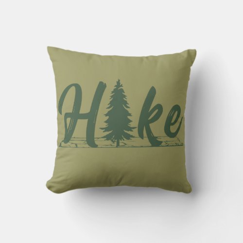 Hiking logo hike hikers with pine tree throw pillow