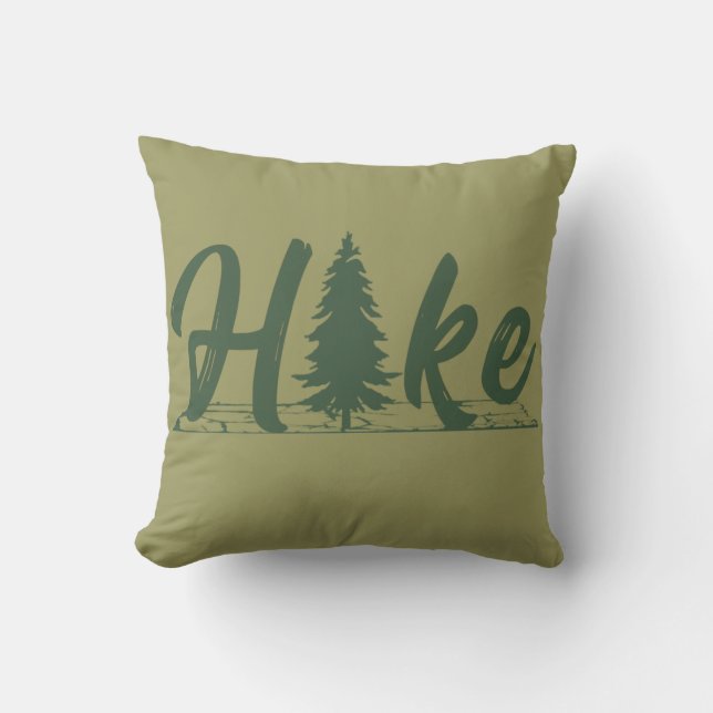 Hiking logo hike hikers with pine tree throw pillow (Front)