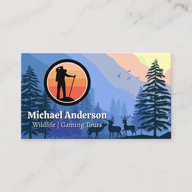Hiking Logo | Wildlife Nature  Business Card (Front)