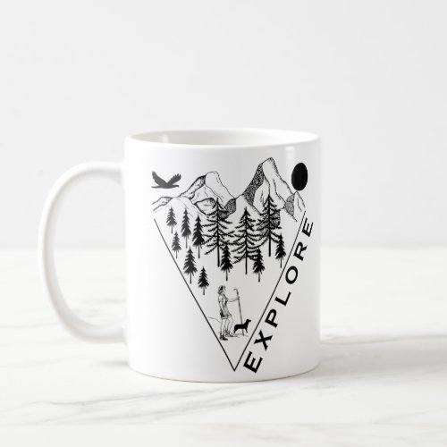 Hiking lover outdoor hiker pine trees coffee mug