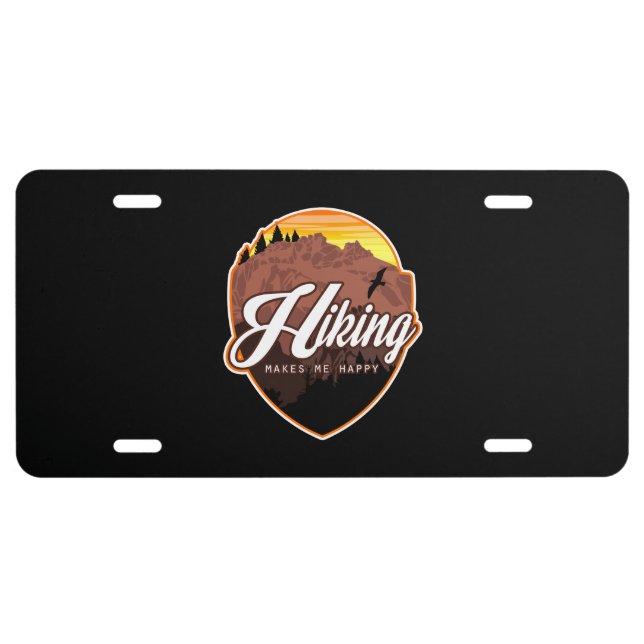 Hiking Makes Me Happy License Plate (Front)