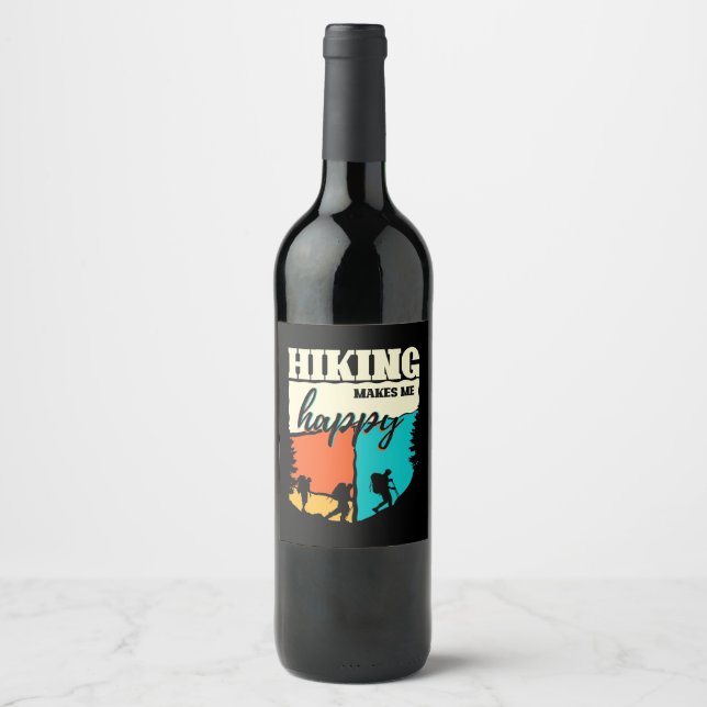 Hiking Makes Me Happy Wine Label (Front)