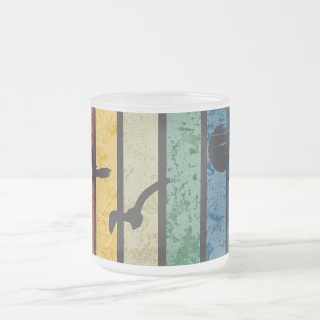 Hiking Mode Nature Outdoors Mountain Camping Funny Frosted Glass Coffee Mug (Center)