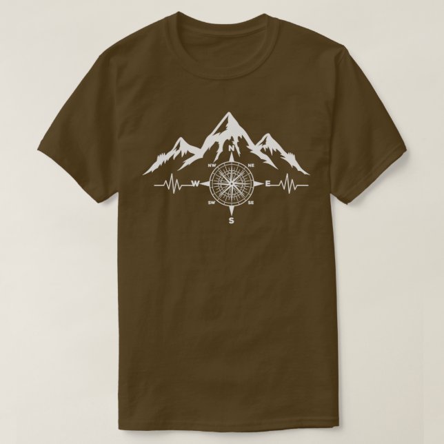 Hiking Mountain Compass Nature Outdoors T-Shirt (Design Front)