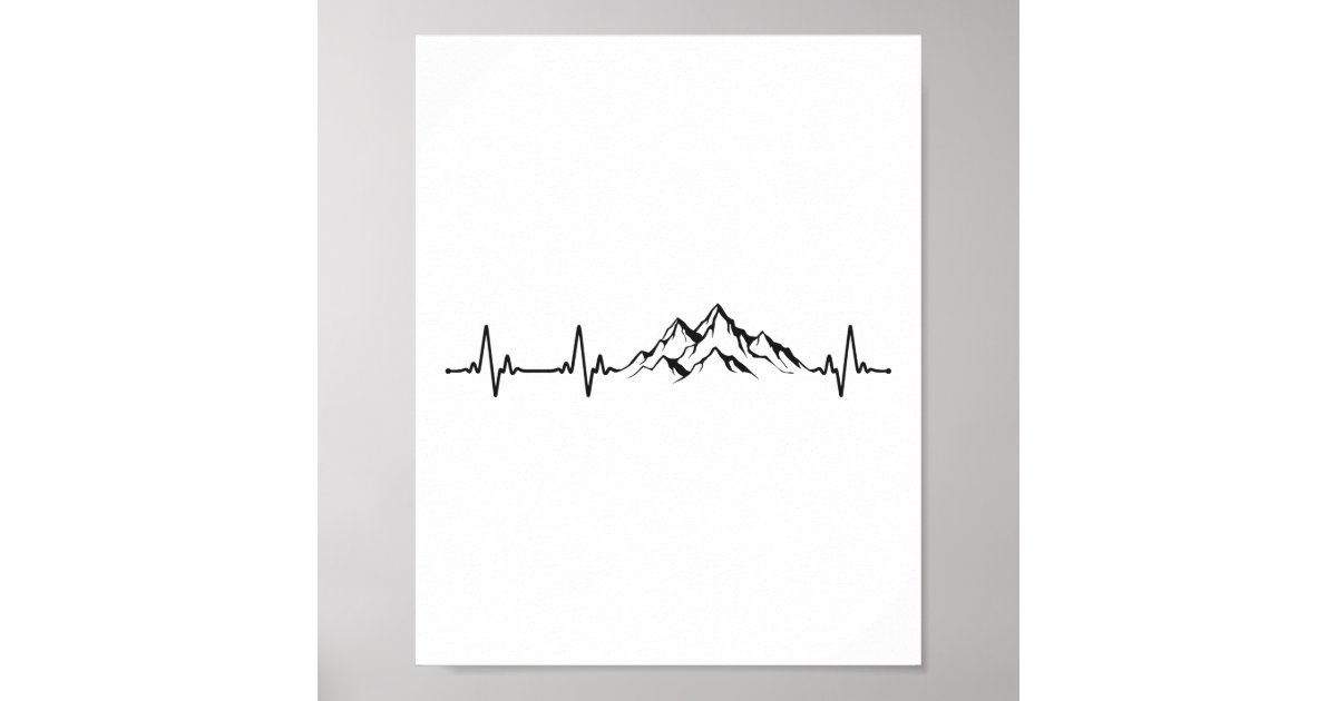 Hiking Mountain Heartbeat Heartbeat Poster | Zazzle